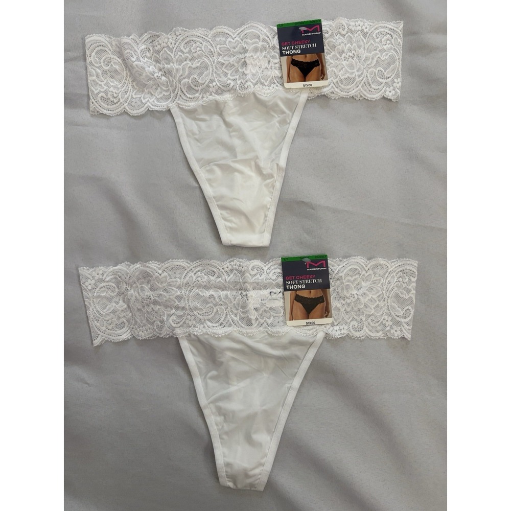 NEW Maidenform Luxurious Lace Thong Size Large 7 DMESLT 2 Pair Maidenform Thong